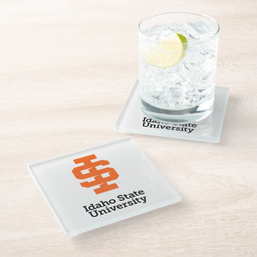 Idaho State University Officiële Logo-ontwerp Glazen Onderzetter (Schuin)