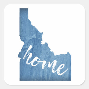 Idaho Thuis Houtnerf Vierkante Sticker