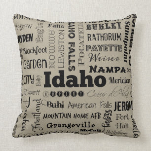 Idaho typografie kussen in taupe/grijs