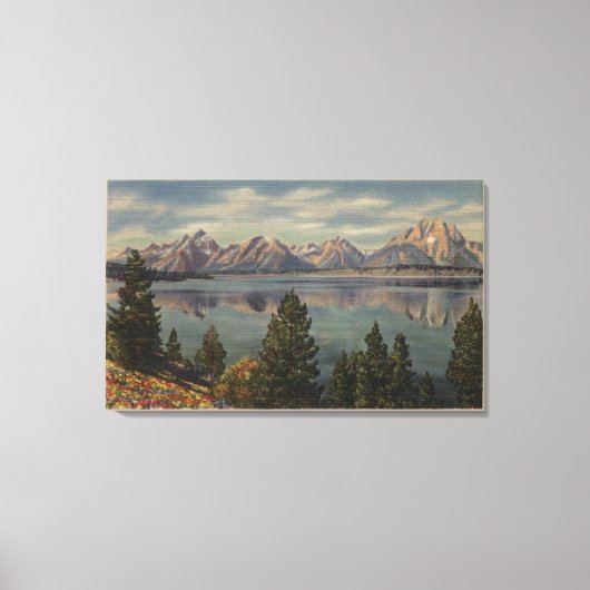 Idaho - Uitzicht van het Teton Range & Jackson Lak Canvas Afdruk (Voorkant)