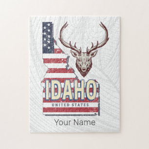 Idaho Verenigde Staten Retro Kaart Herten Verenig Legpuzzel