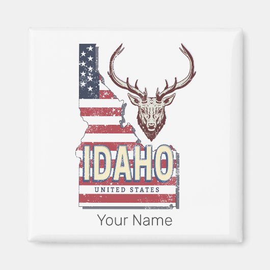 Idaho Verenigde Staten Retro Kaart Herten Verenig Magneet (Voorkant)