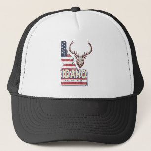 Idaho Verenigde Staten Retro Kaart Herten Verenig Trucker Pet