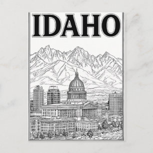 Idaho Vintage Lijn Kunst Reisansichtkaart Briefkaart