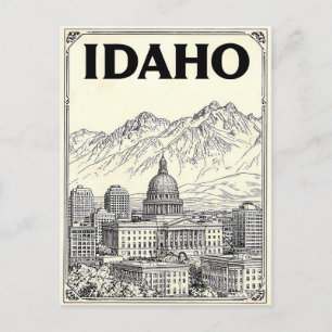 Idaho Vintage Lijn Kunst Reisansichtkaart Briefkaart