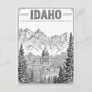 Idaho Vintage Lijn Kunst Reisansichtkaart Briefkaart