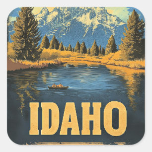 Idaho vintage reizen poster vierkante sticker