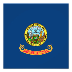 Idaho Vlag: de Edelsteen Staat, Amerika Mountain W Foto Afdruk