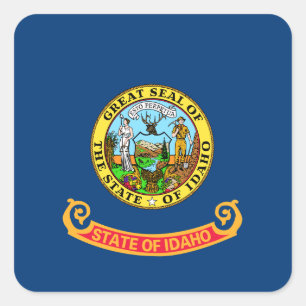 Idaho Vlag: de Edelsteen Staat, Amerika Mountain W Vierkante Sticker