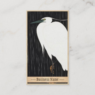 Ide Gakusui White Heron in Rain ukiyo-e japanese Visitekaartje