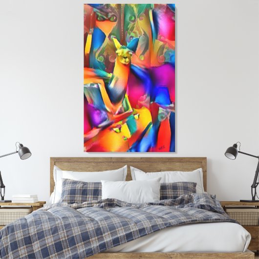 Idéal Llama Ride Huile Abstraite Sur Toile (Insitu(Chambre))