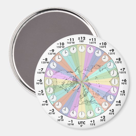 Ideal Time Zones Northern Hemisphere Magneet (Voorkant / Achterkant)