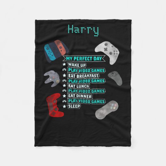 Ideale dag voor persoonlijk games, met controllers fleece deken (Voorkant)