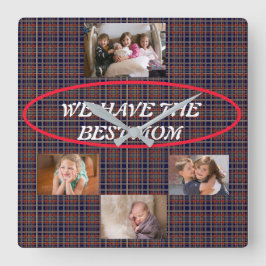Ideale manier om Show Mom Love Tartan Plaid 4 foto Vierkante Klok