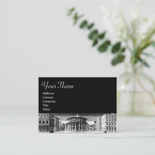 IDEALE STAD RENAISSANCE ARCHITECTUUR Zwart Wit Visitekaartje (Staand voorkant)