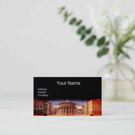 IDEALE STAD, renaissancearchitectuur, zwart papier Visitekaartje (Staand voorkant)