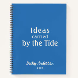 Ideas by the Tide, Beach Notes, Blue Custom Name Notitieboek