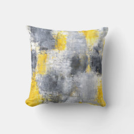 'Idee' Black en Yellow Abstract Art Pillow Kussen