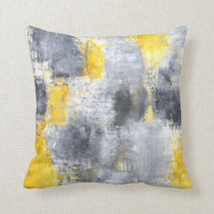 'Idee' Black en Yellow Abstract Art Pillow Kussen