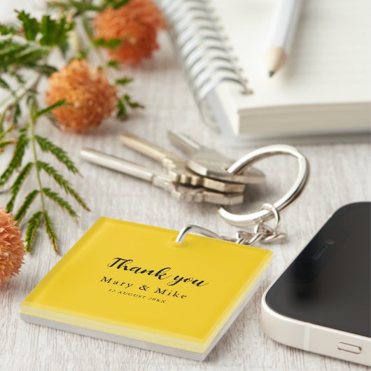 Idée cadeau élégant porte-clés jaune Merci (Devant Droit)