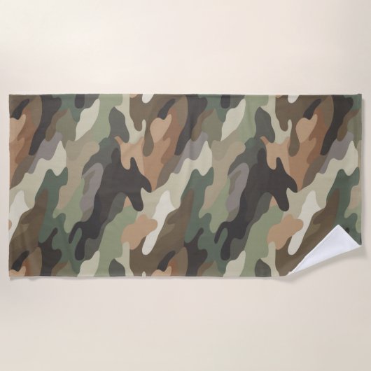 Idée cadeau serviette de plage camouflage aventure (Devant)