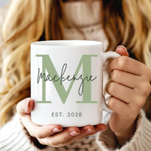 Idée de cadeau de mariage : mug vert sauge minimal