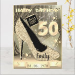 Idée de carte d'anniversaire Gold 50th personnalis<br><div class="desc">Personnalisé thème or 50e anniversaire idée de carte de voeux pour elle. Créez une carte de 50e anniversaire pour maman,  fille,  femme ou petite amie.</div>