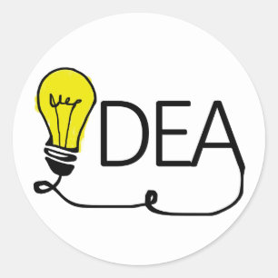 Idee Lightbulb, Gloeilamp Ronde Sticker