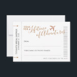 Idée Voyage Carte Conseil Wedding shower Date Nuit<br><div class="desc">Cartes de conseils en bronze ou en bronze Sepia pour une Fête des mariées de thème de mariage ou de voyage de destination Imprimées sur les mini cartes de billet d'avion "carte d'embarquement" afin que les clients puissent écrire dans des conseils de voyage et des idées de voyage de vacances...</div>