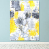 'Idee' Zwart-geel Abstract Art Canvas Print (Insitu (Houten vloer))