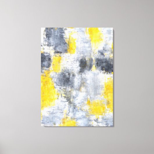 'Idee' Zwart-geel Abstract Art Canvas Print (Voorkant)