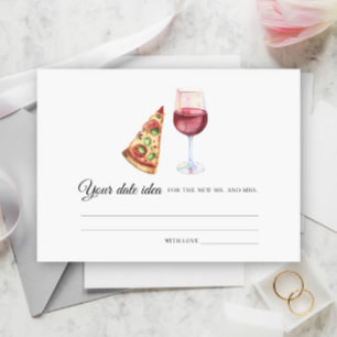 Ideeën voor bruidsdouche met pizza en wijn voor da informatiekaartje