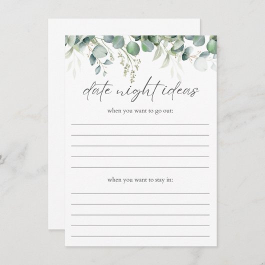 Ideeën voor date-avonden Eucalyptus Bruidsfeest In Informatiekaartje (Voorkant / Achterkant)