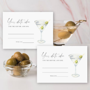 Ideeën voor Dry Martini Bruidsfeest Datum pot Informatiekaartje