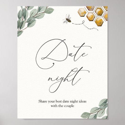 Ideeën voor uitgaansavonden Bee Eucalyptus bord Poster (Voorkant)