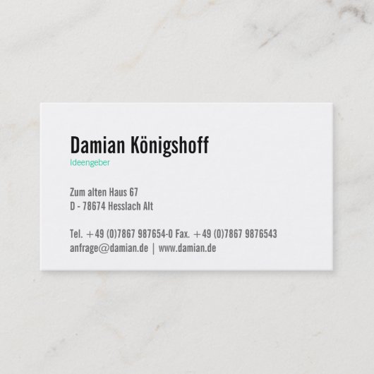 Ideengeber Visitenkarte Visitekaartje (Voorkant)