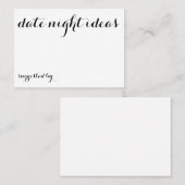 Idées de nuit de date suggérées par des cartes (Devant / Derrière)