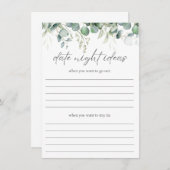 Idées de soirée en amoureux Carte eucalyptus pour  (Devant / Derrière)