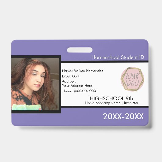 Identifiant de l'école à domicile Badge Violet (Avant)