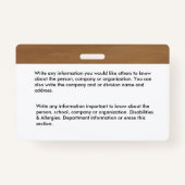 Identificatiecode van werknemer Kaart Aangepast Badge (Achterkant)