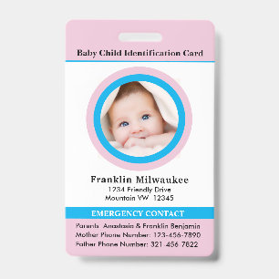 Identificatiekaart voor kind jongen meisje foto badge
