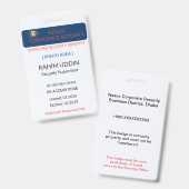 Identification par badge d'entreprise | ID de l'em (Avant & arrière)