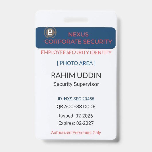 Identification par badge d'entreprise | ID de l'em (Avant)