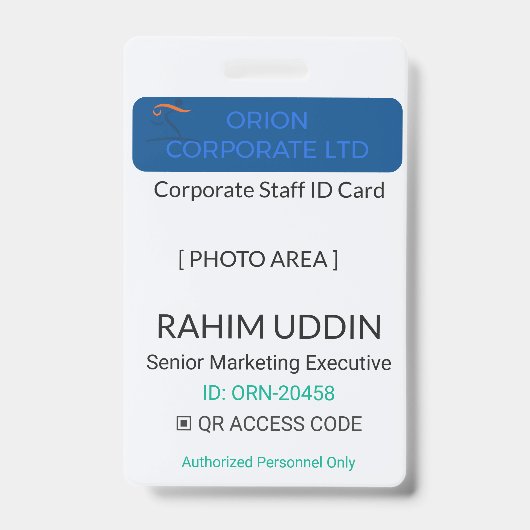 Identification Professionnelle Badge de Travail | (Avant)