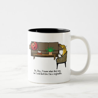 Identiteitscrisis Tomato ziet Psychiatrist Tweekleurige Koffiemok