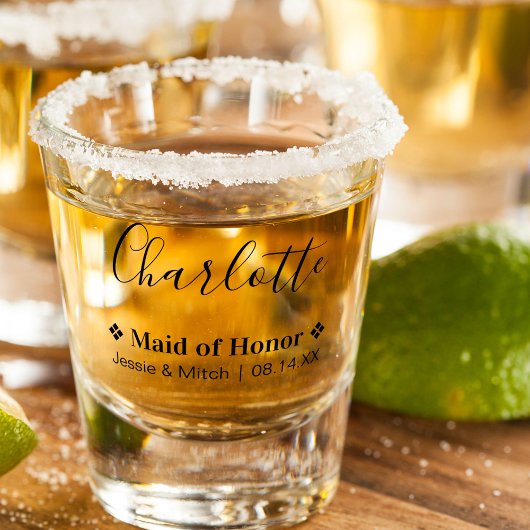 Identiteitskaart van het Honor Wedding Date en Nam Shot Glas