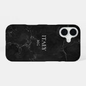 Identity Tech Black Marble Phone Case Custom iPhone 16 Hoesje (Achterkant horizontaal)