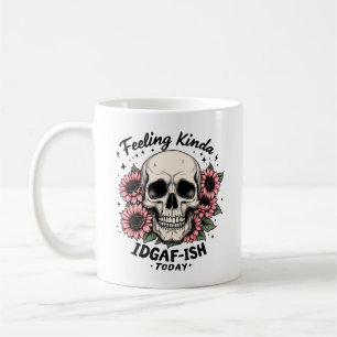IDGAF-ISH-Mok Funny Skull Floral Koffiekopje Koffiemok