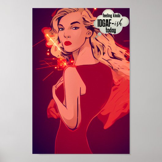 IDGAF Quote Gezegden Pun, Funny Punny Pop Art Poster (Voorkant)