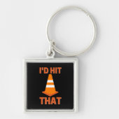 I'd'hit that funny autocross driver oranje cone sleutelhanger (Voorkant)